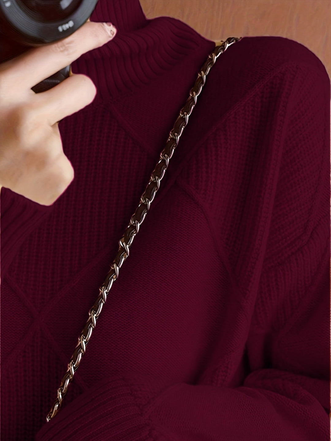 Turtleneck Sweater for Women, Textured Style