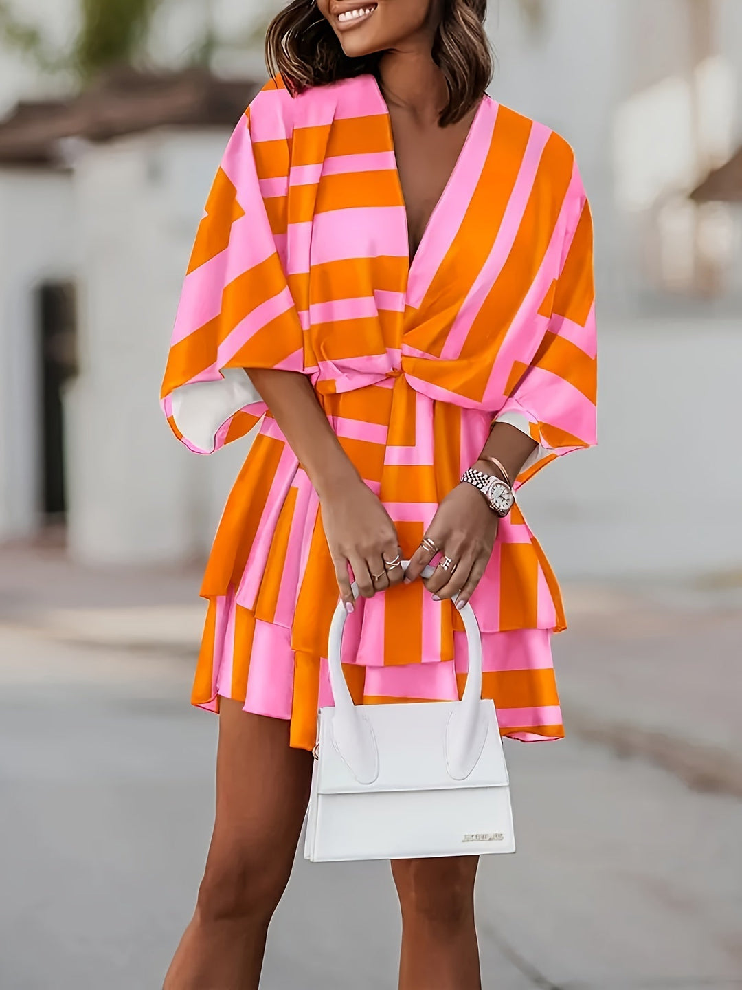 Ladies Flowing Batwing Wrap Dress
