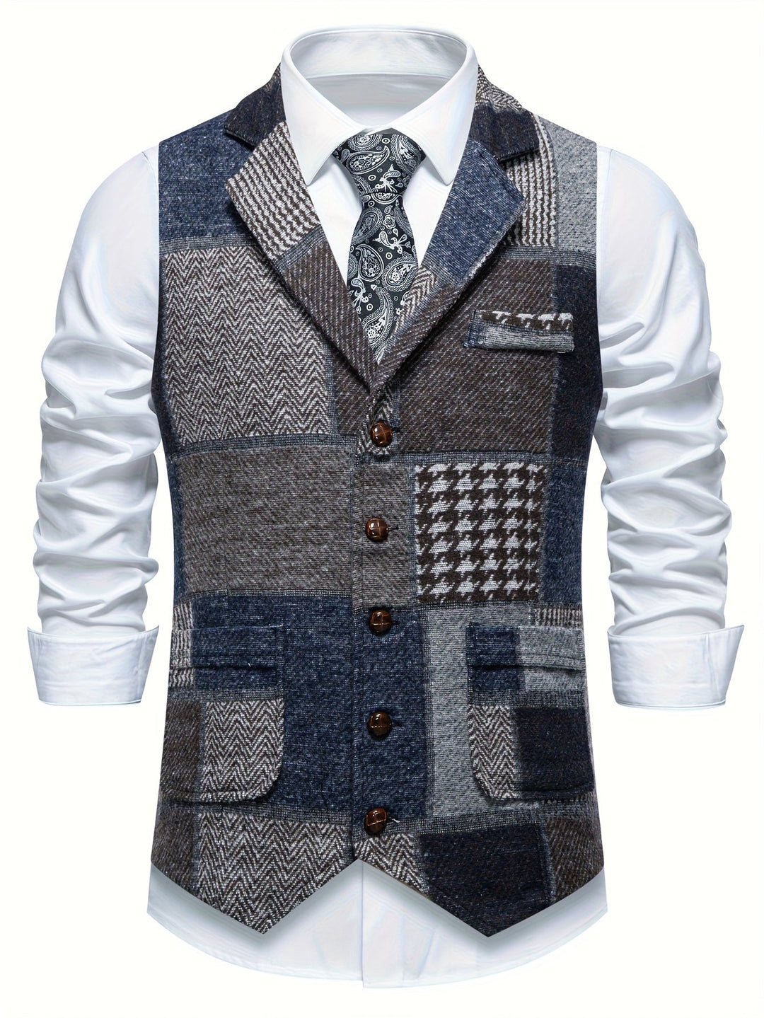 Men's Patchwork Tailored Waistcoat