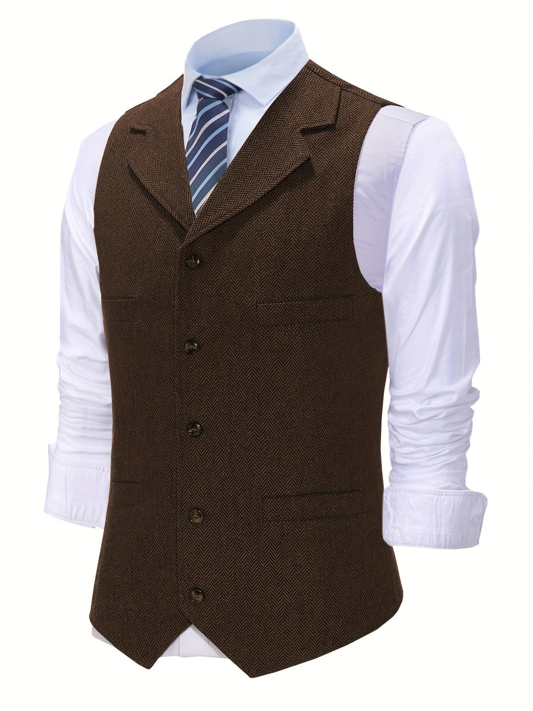 Refined Herringbone Waistcoat for Men