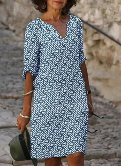 Vintage Split-Neck Summer Dress for Women