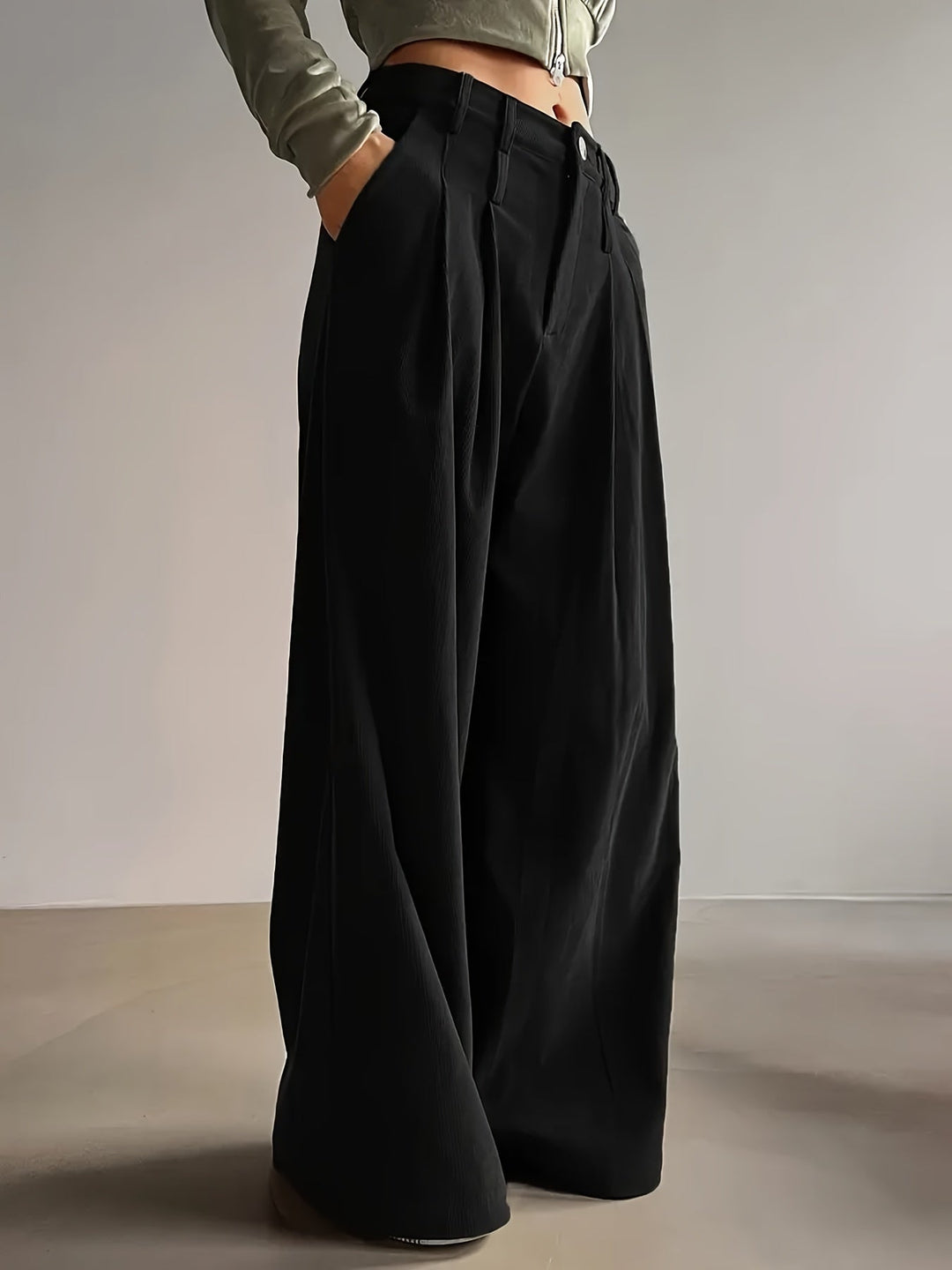 Pleated Wide-Leg Trousers for Women