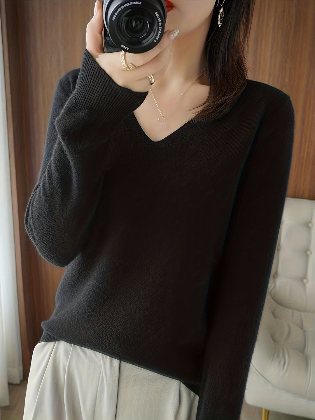 V-Neck Sweater for Women, Soft Style