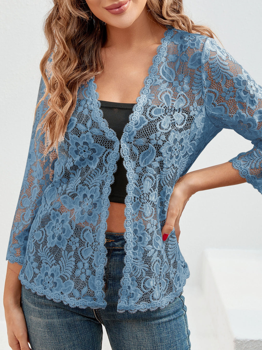 Floral Openwork Cardigan for Women