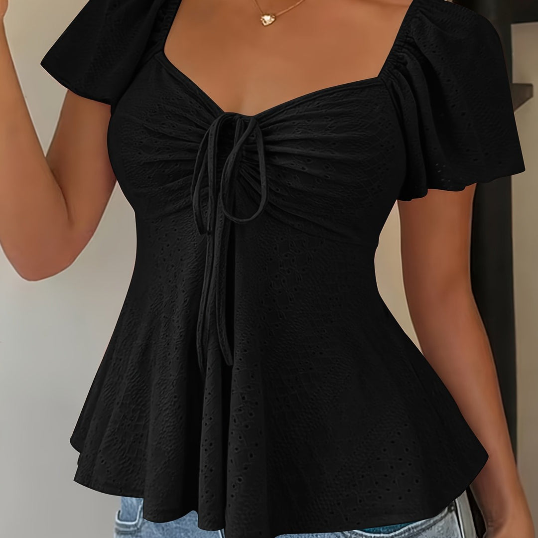 Flutter-Sleeve Peplum Top for Women