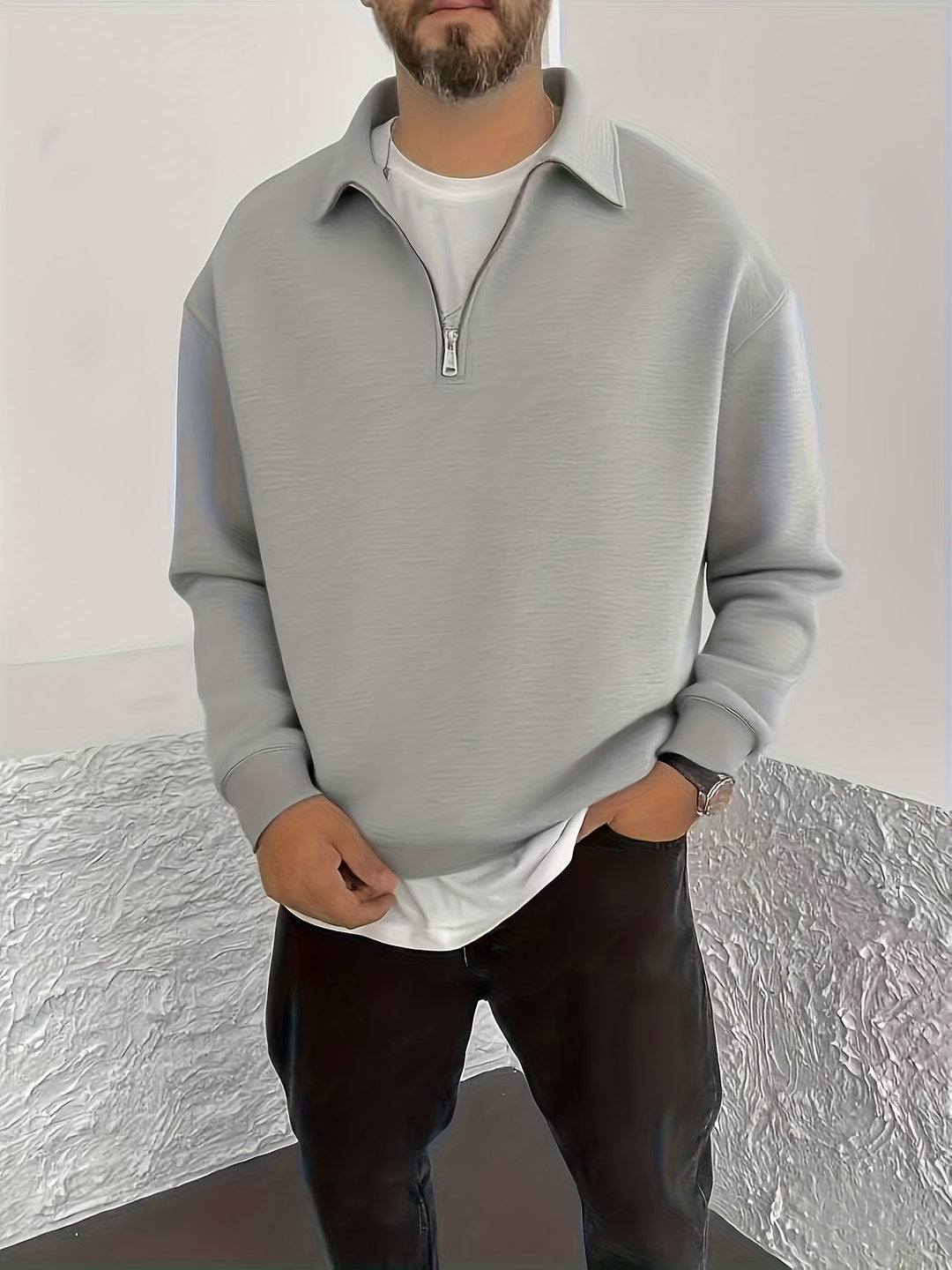 Half-Zip Sweatshirt for Men, Cozy Style