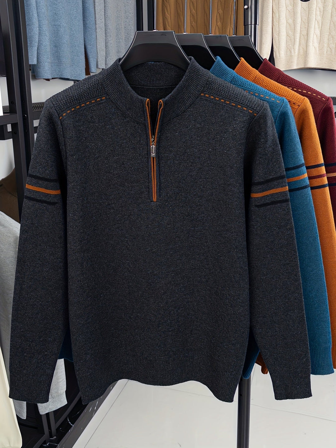 Half-Zip Mock Neck Sweater for Men
