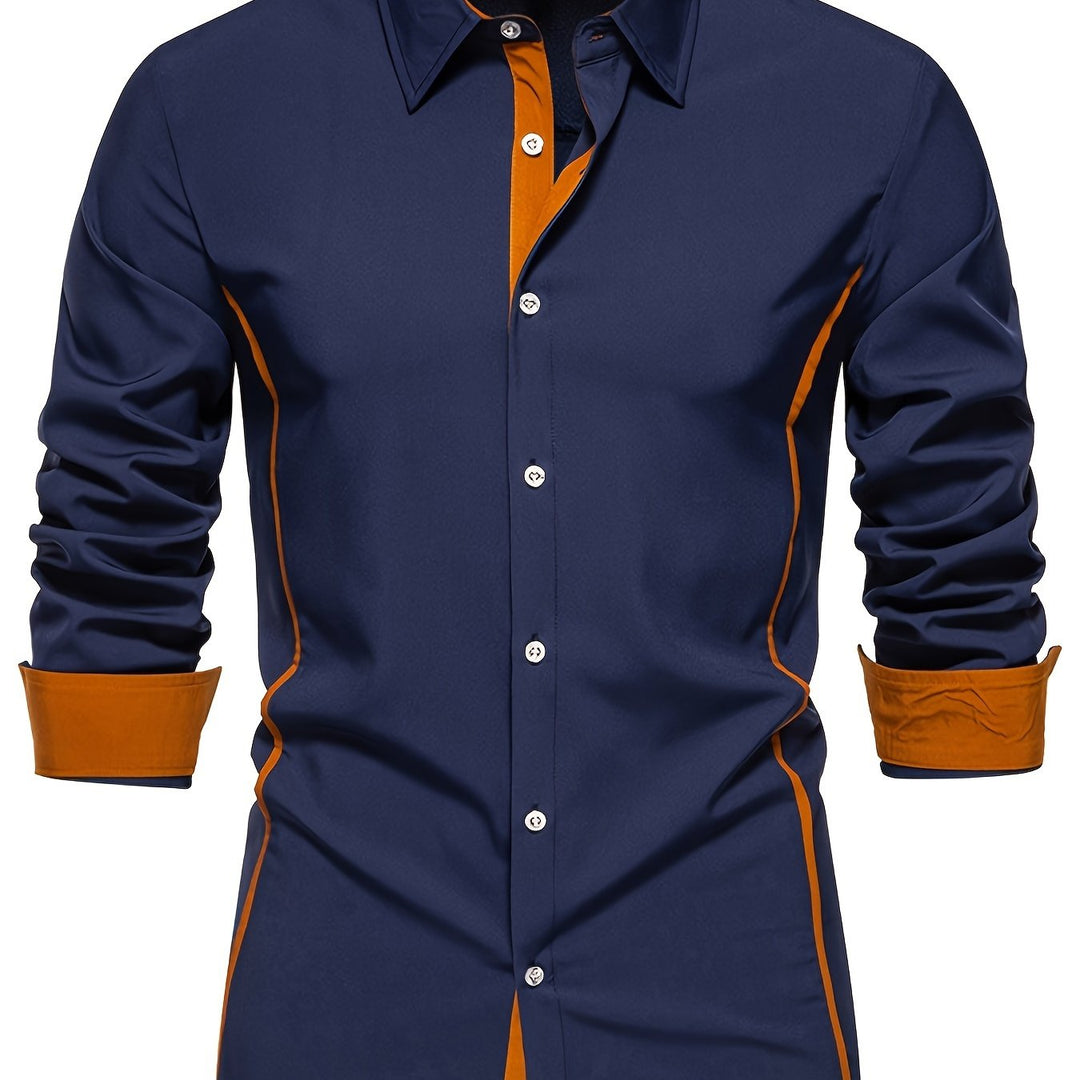 Men's Contrast Trim Button-Up Shirt