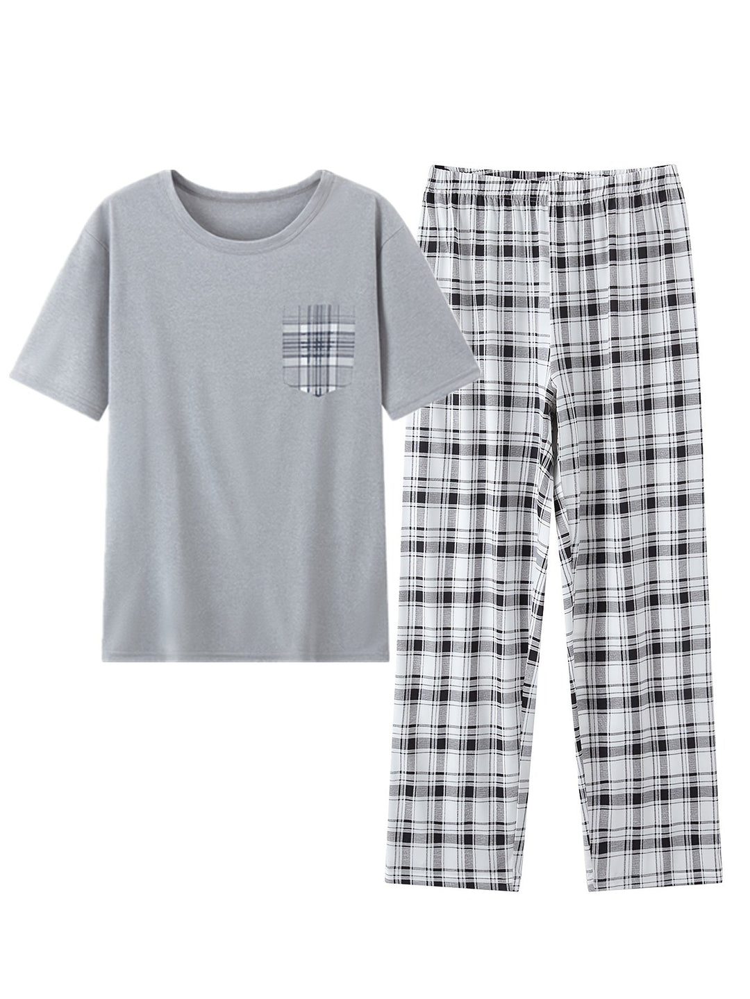 Checkered Two-Piece Set, Men's Relaxed Fit
