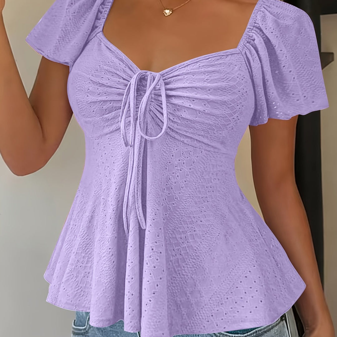 Flutter-Sleeve Peplum Top for Women