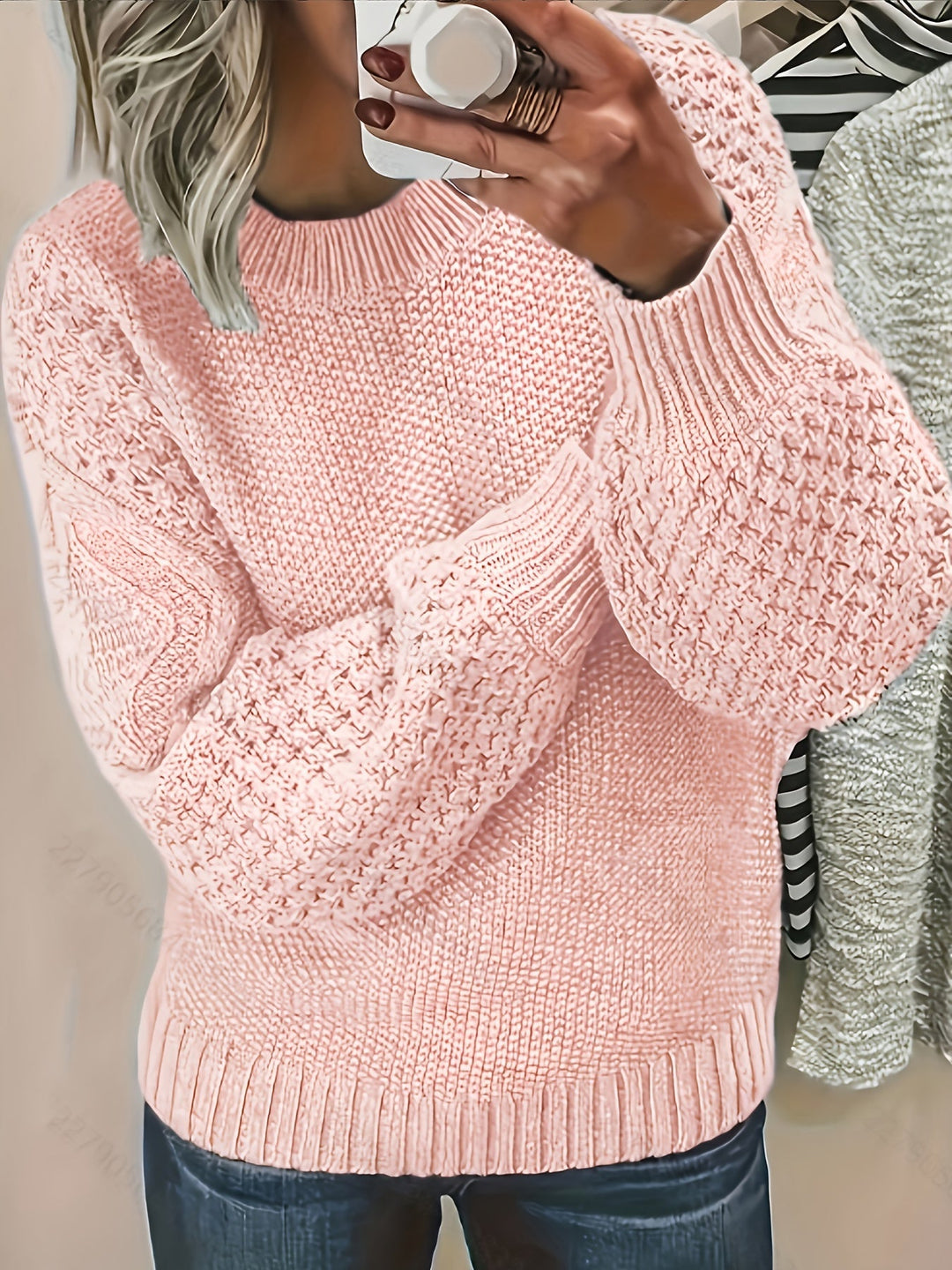 Cozy Lantern-Sleeve Sweater for Women, Plus Size