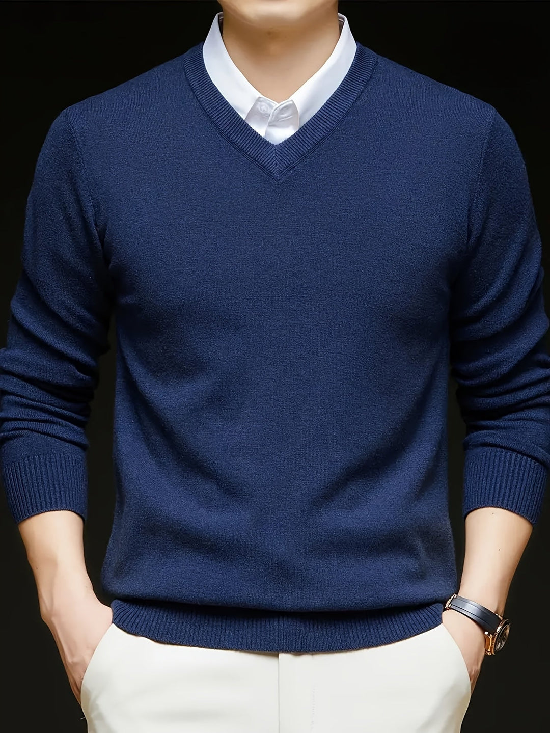 Refined V-Neck Sweater for Men