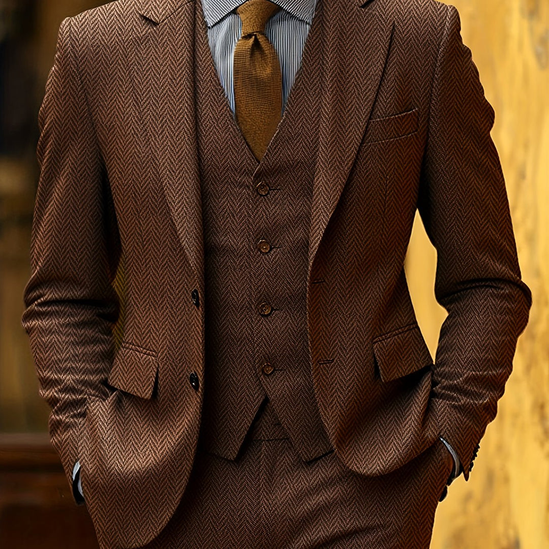 Refined Three-Piece Suit for Men, Plus Size
