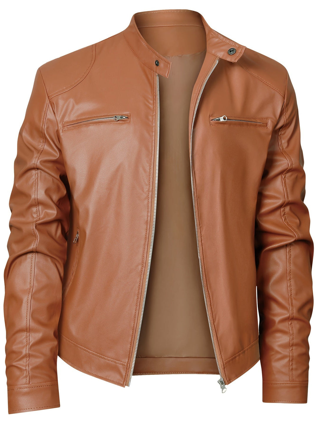 Stand-Collar Moto Jacket for Men