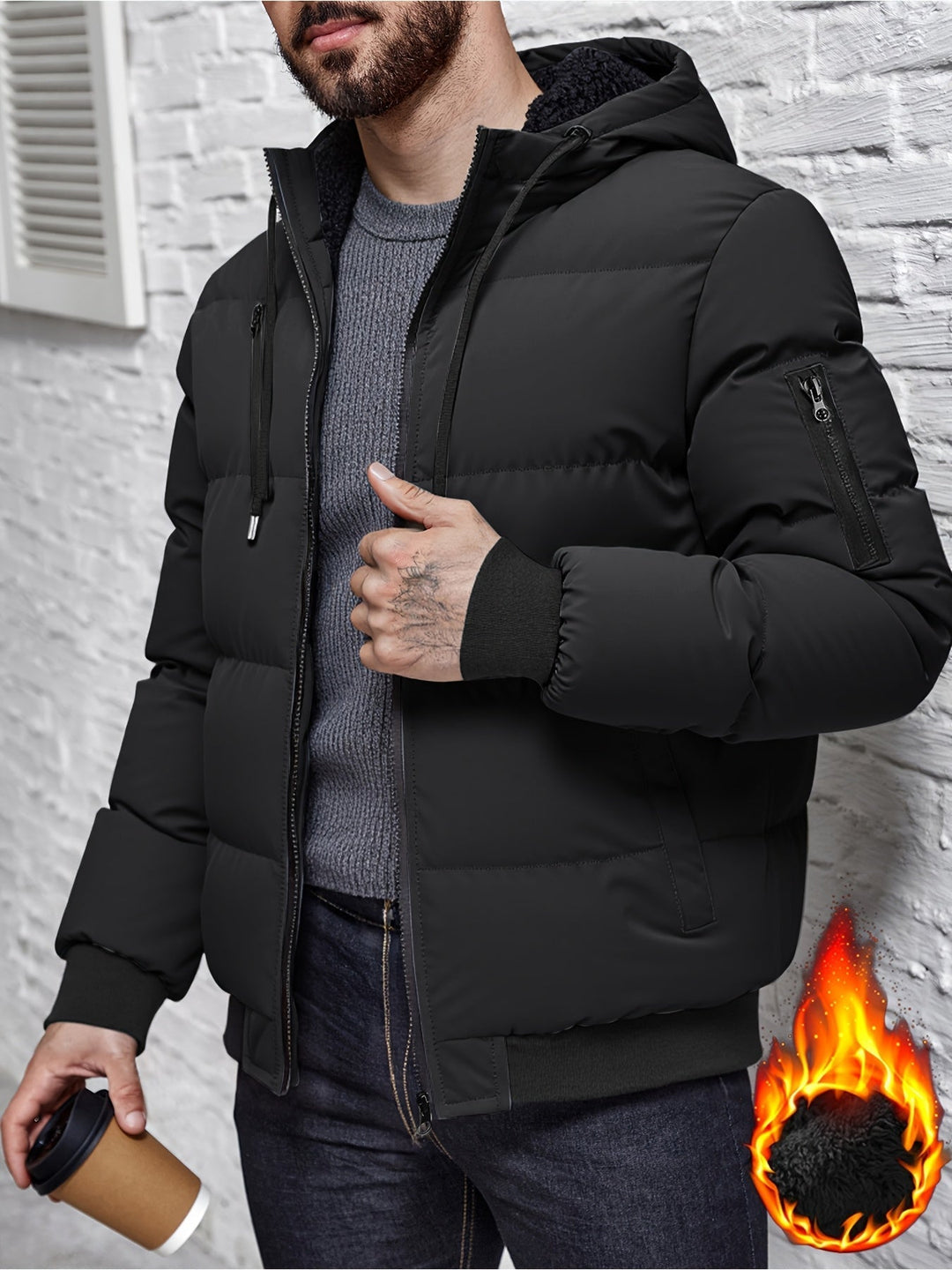 Quilted Hooded Winter Jacket for Men