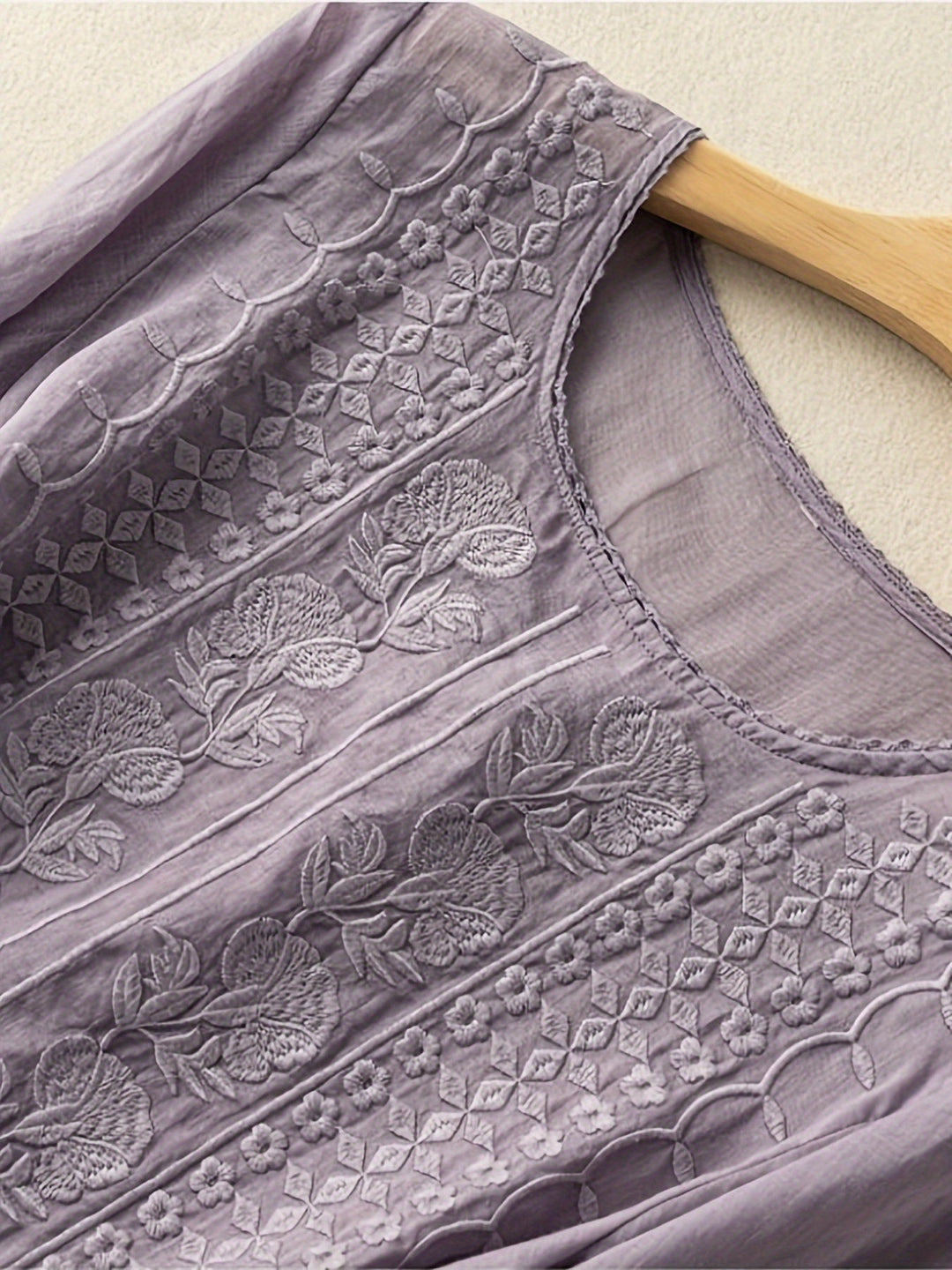 Embroidered Scoop-Neck Blouse for Women