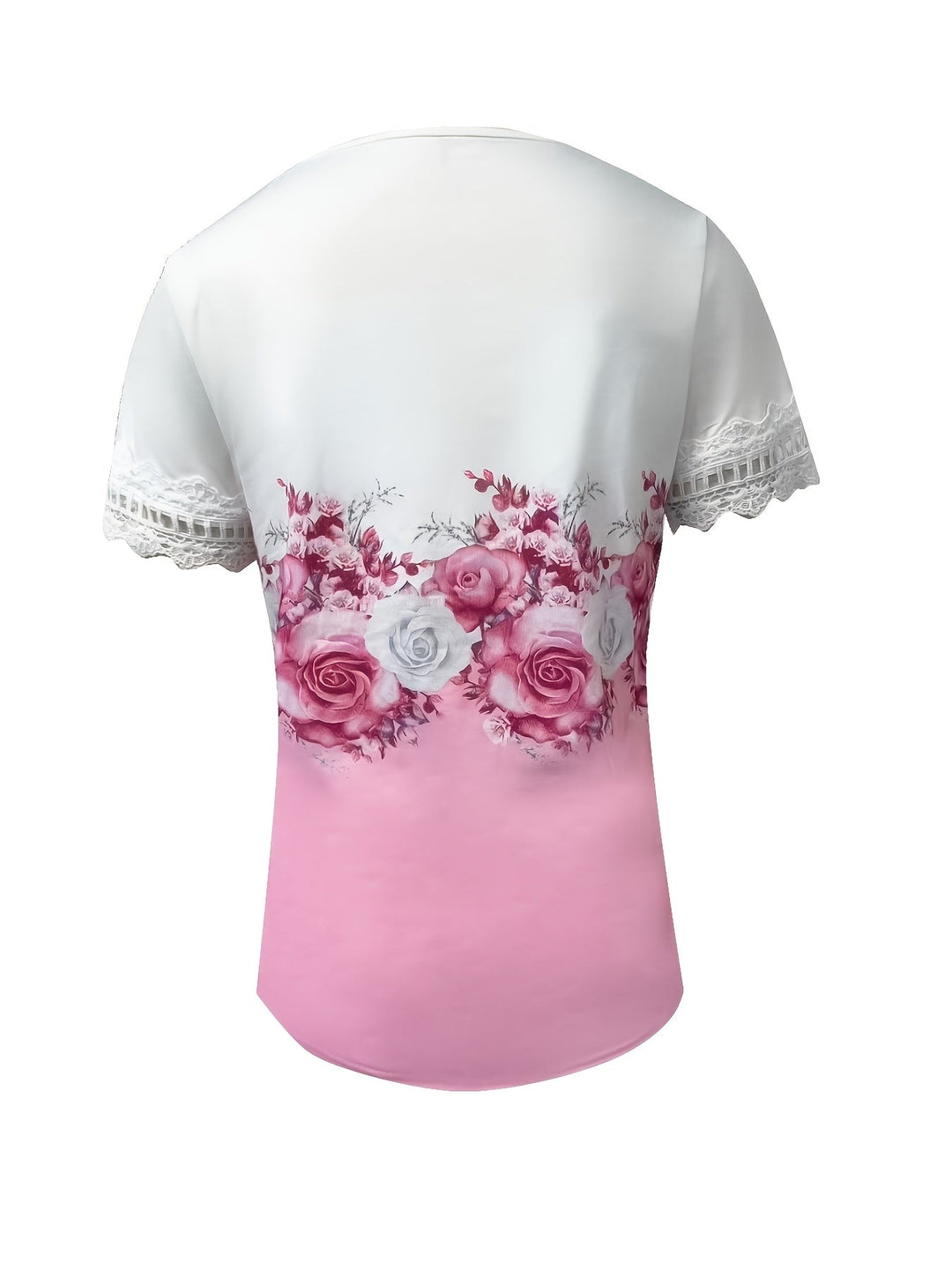 Ladies Lace-Trimmed Floral Top