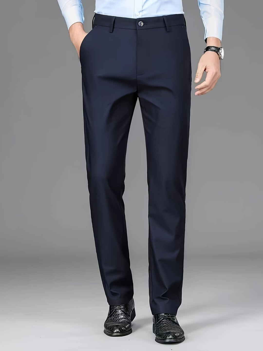 Straight-Leg Trousers, Men's Tailored Fit, Black