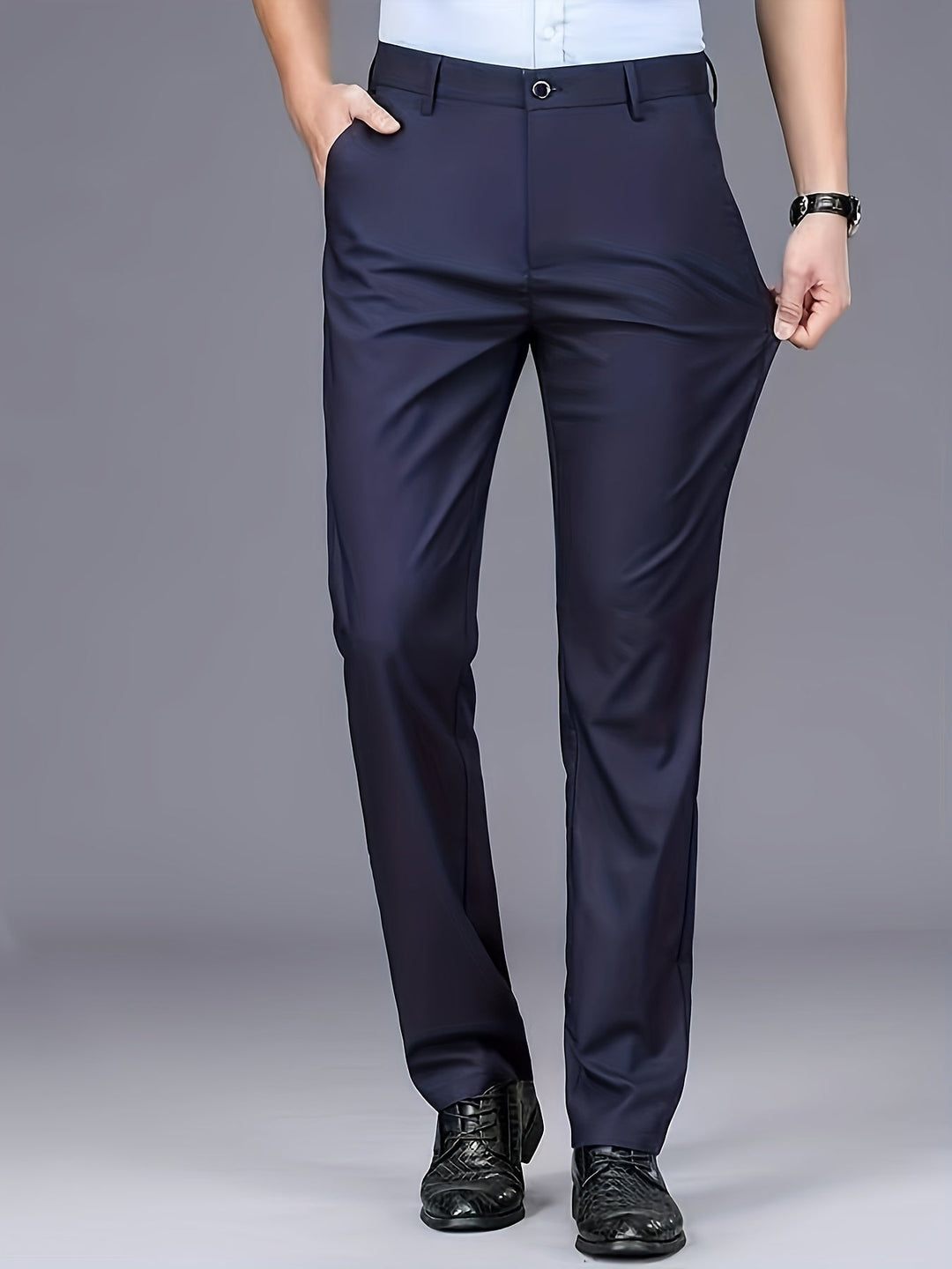 Straight-Leg Trousers, Men's Tailored Fit, Black