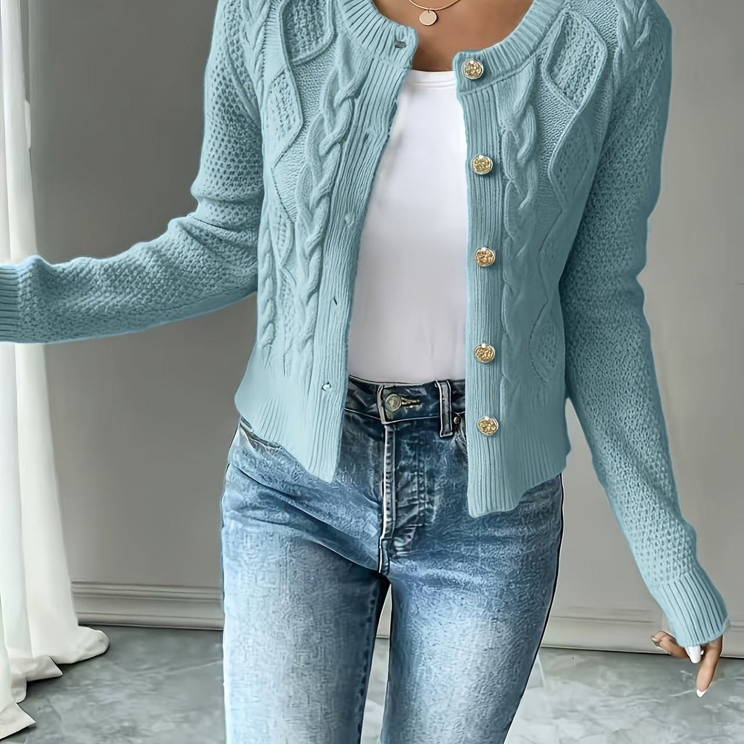 Cable-Knit Button-Front Cardigan for Women