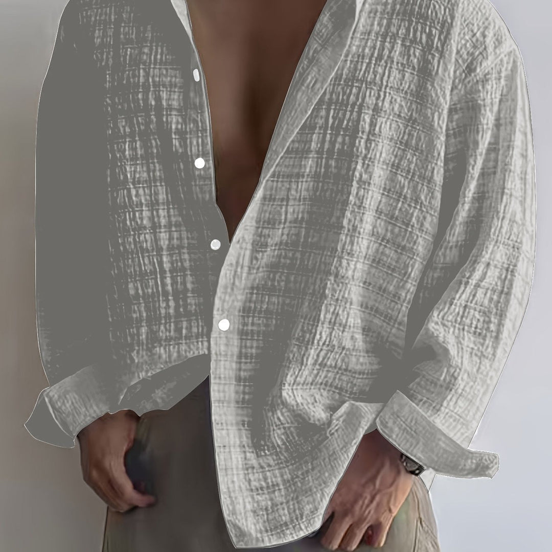 Relaxed Textured Long-Sleeve Shirt for Men