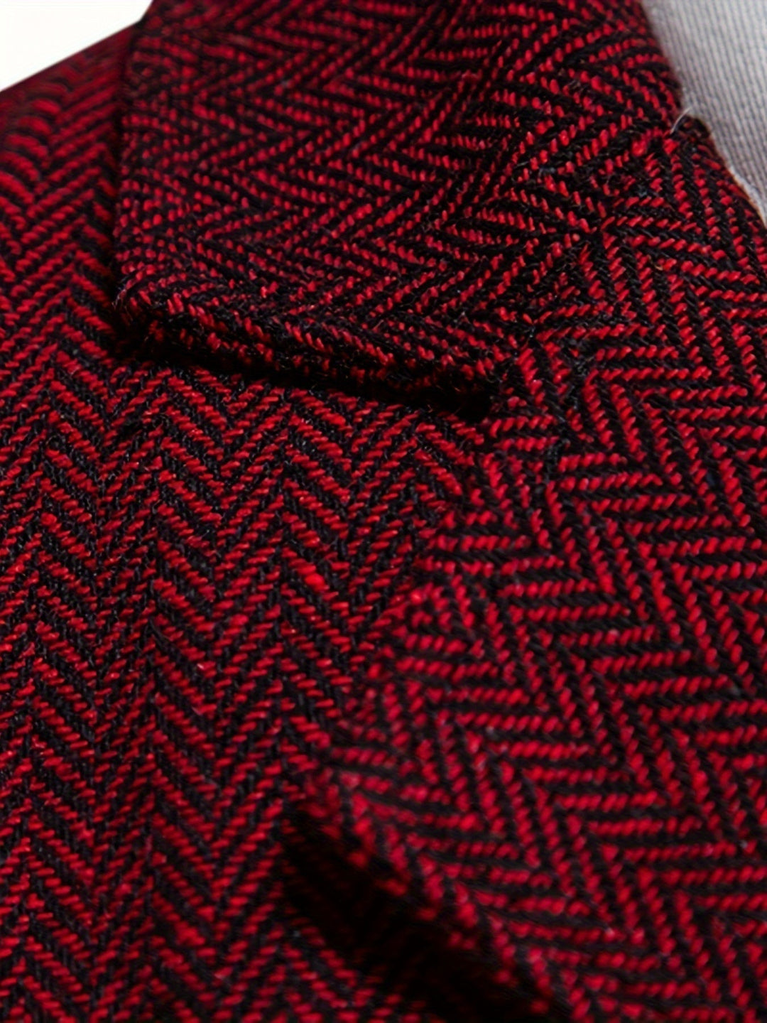 Burgundy Herringbone Single-Breasted Vest for Men
