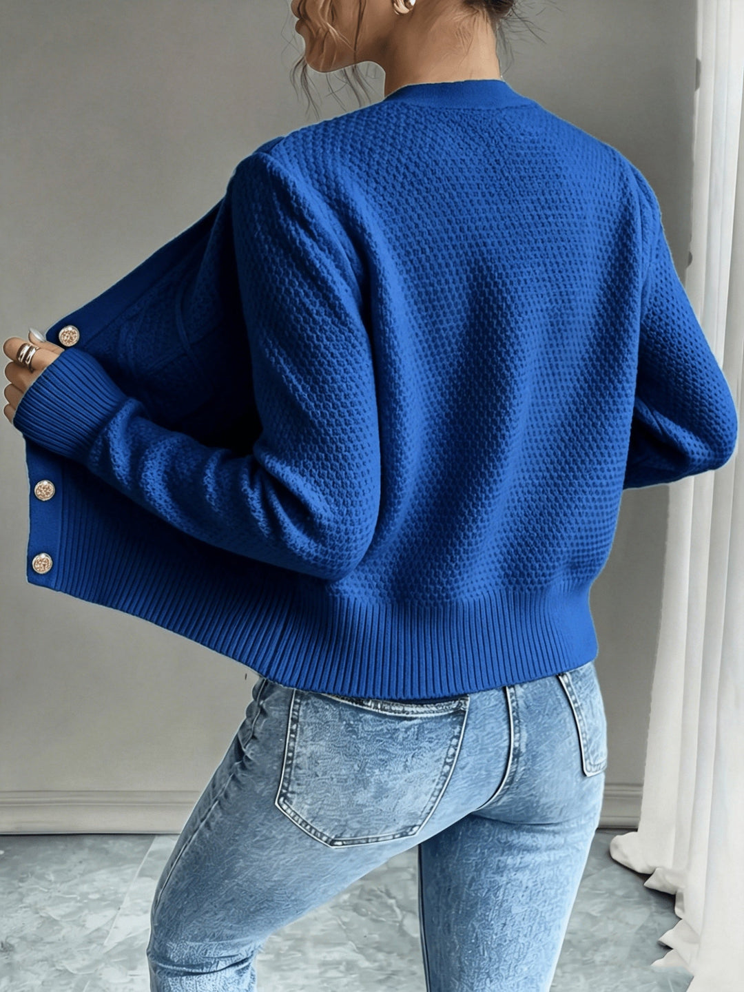 Cable-Knit Button-Front Cardigan for Women