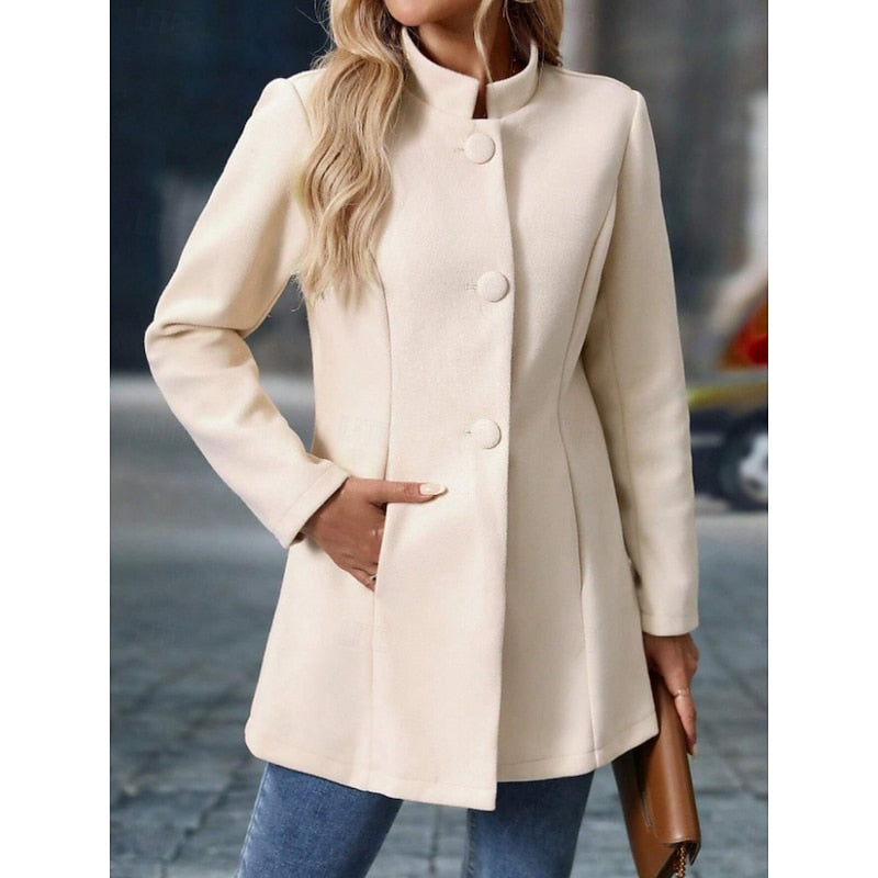 Stand-Collar Coat, Women's Elegant Fit