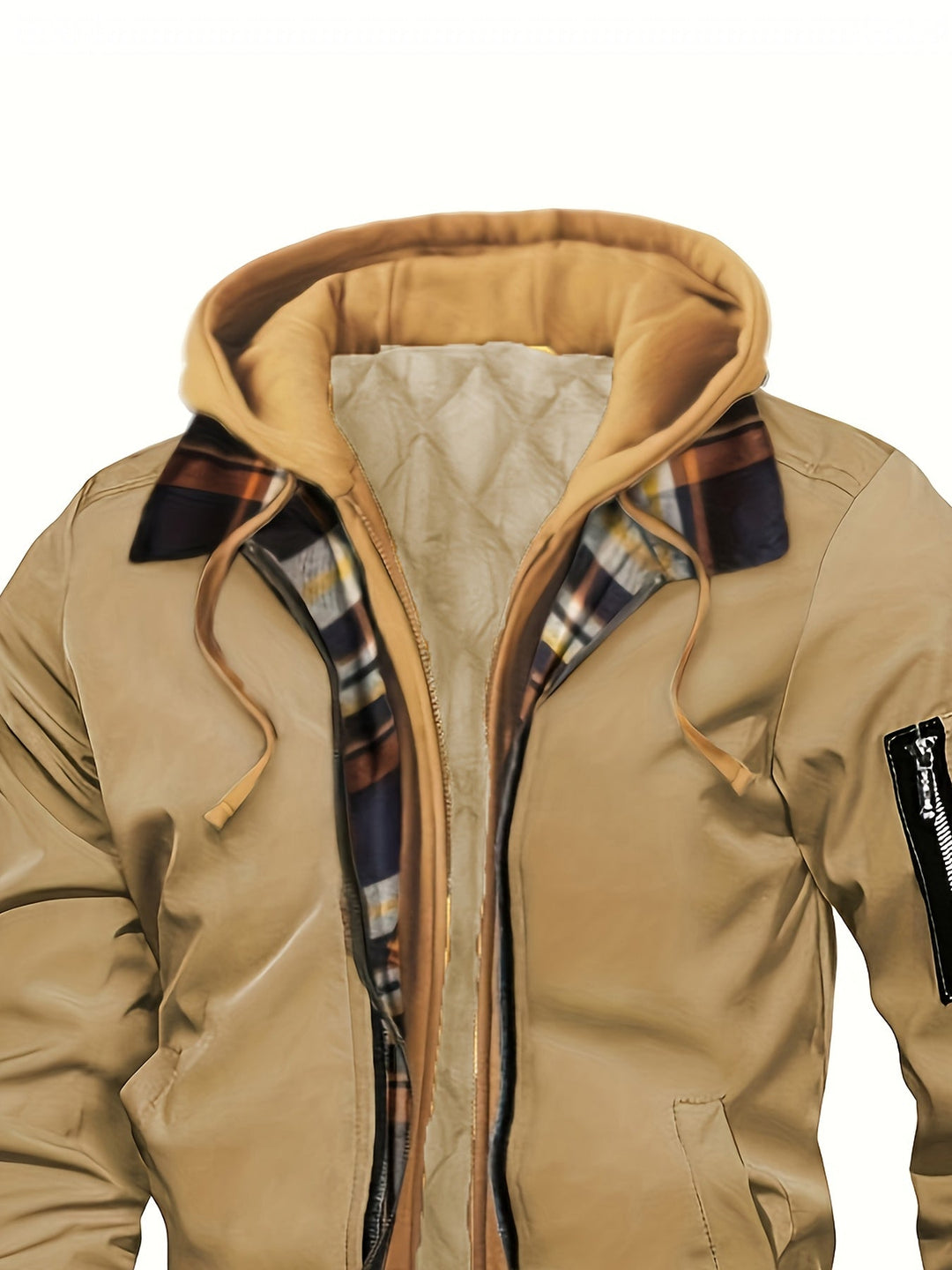 Hooded Warm-Lined Zip Jacket for Men, Plus Size