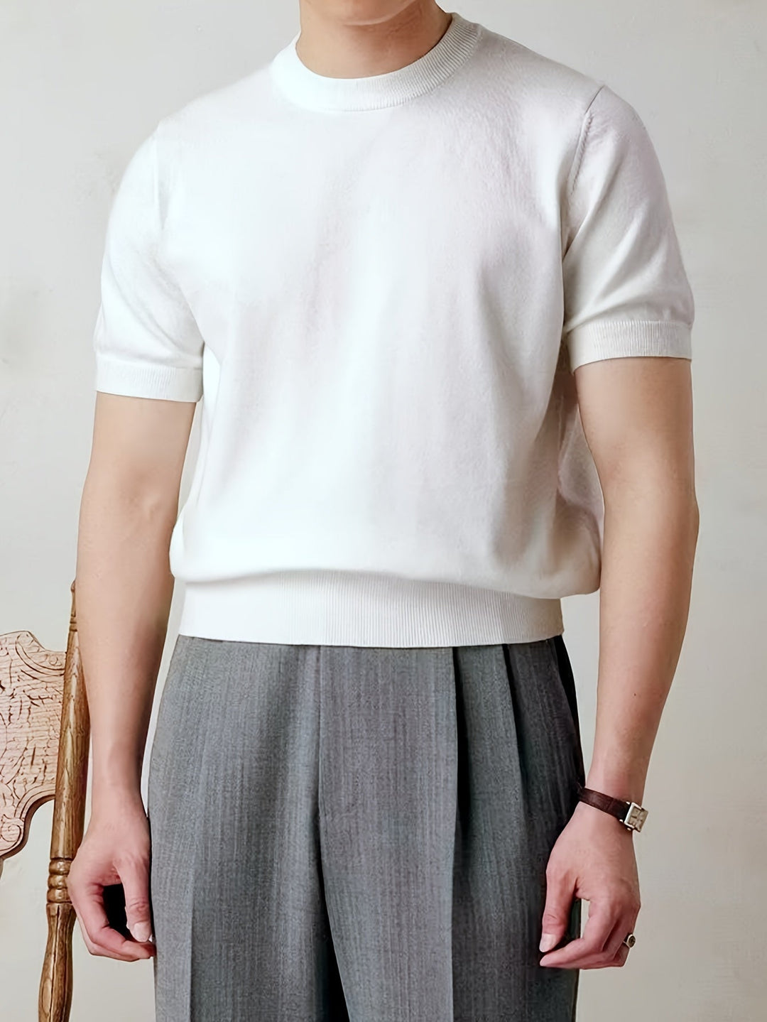 Short-Sleeve Knit Top for Men, Refined Style