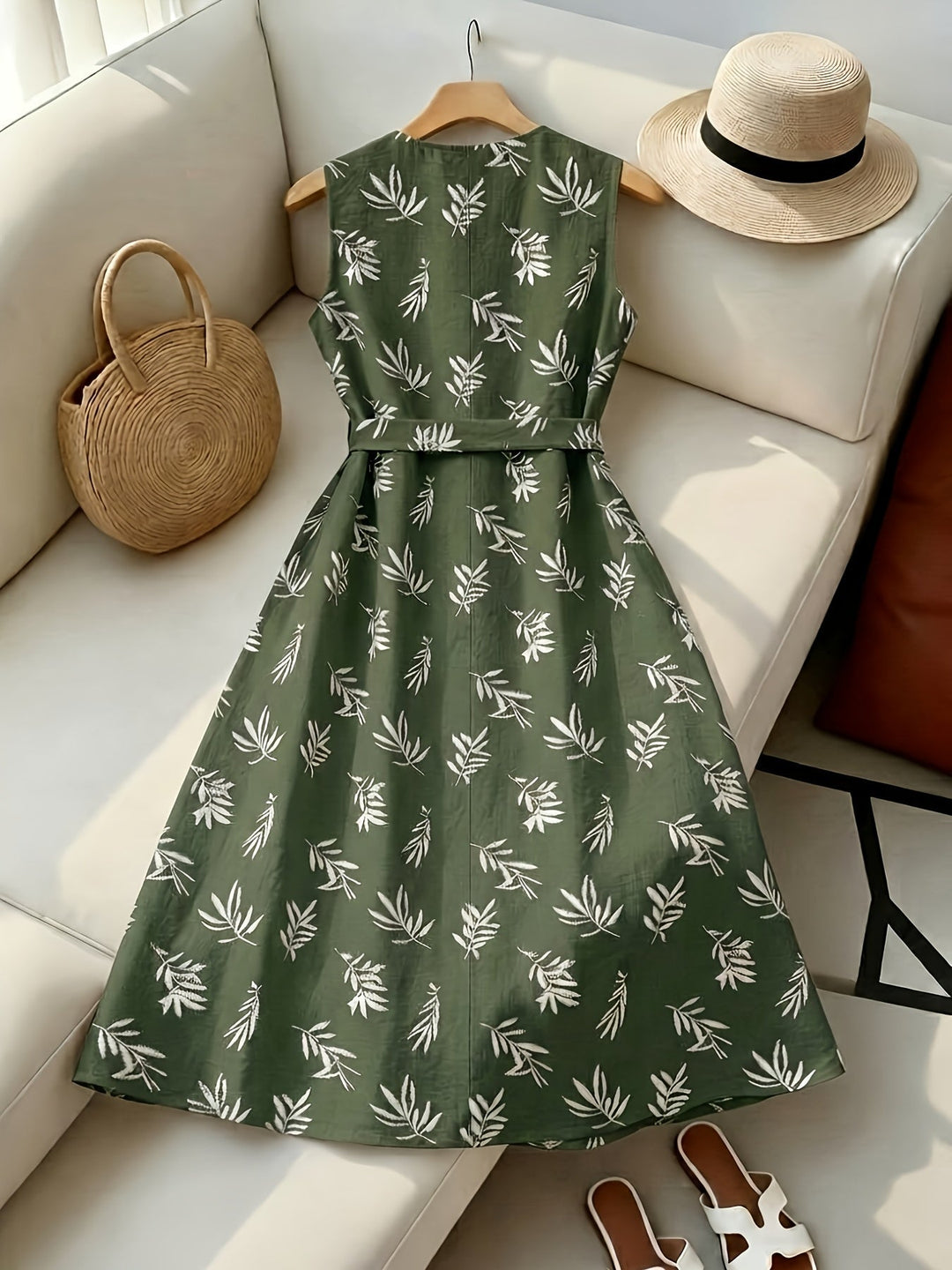 Belted Sleeveless Midi Dress for Women
