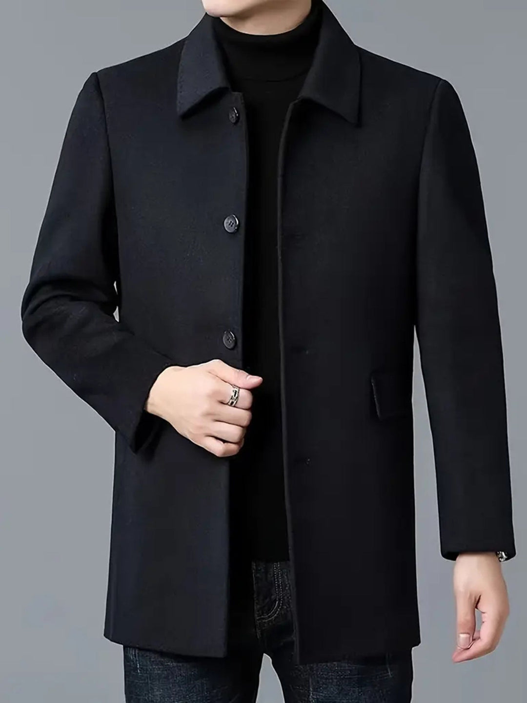 Refined Single-Breasted Overcoat for Men