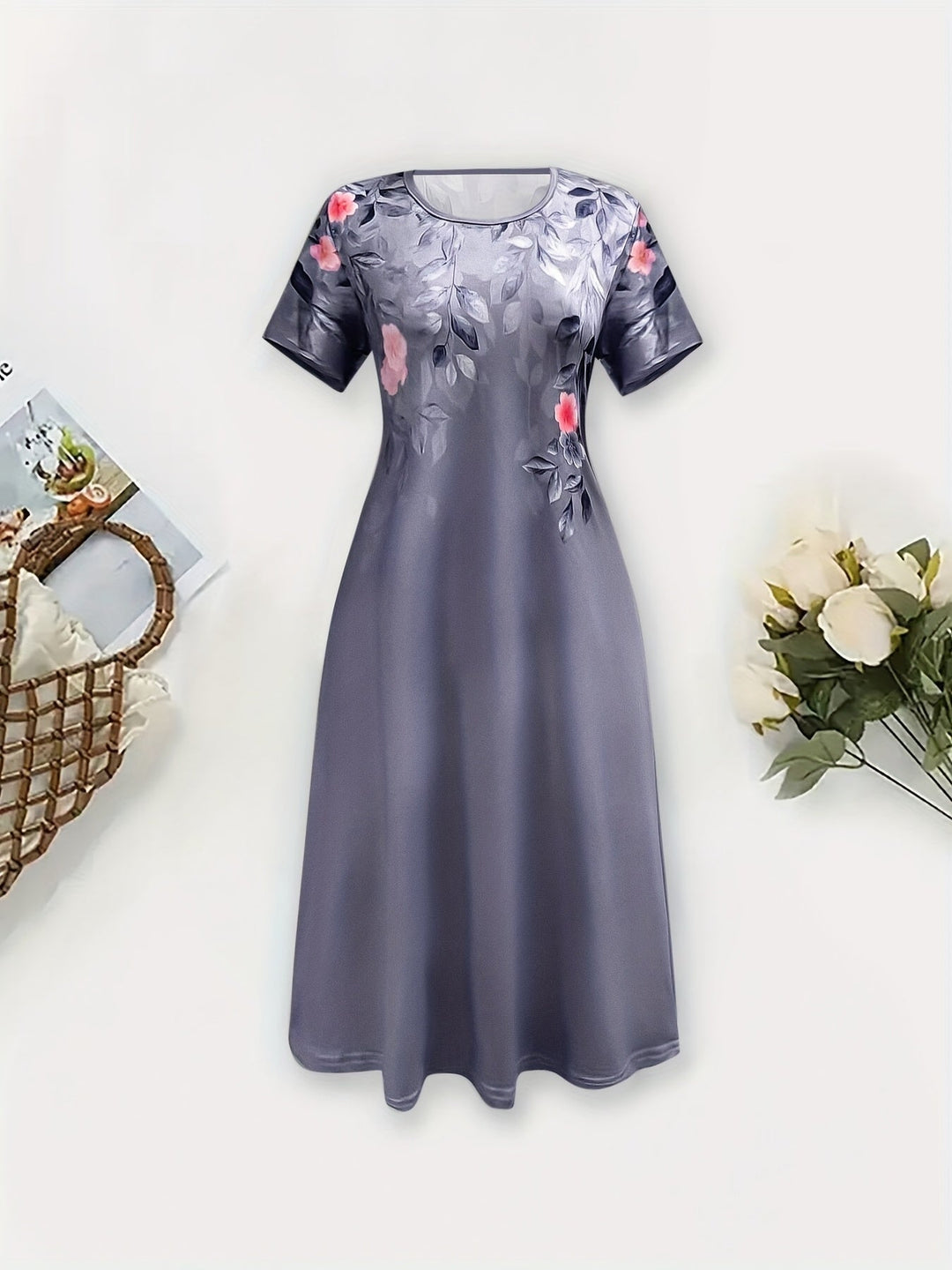 Floral A-Line Dress for Women, Graceful Style