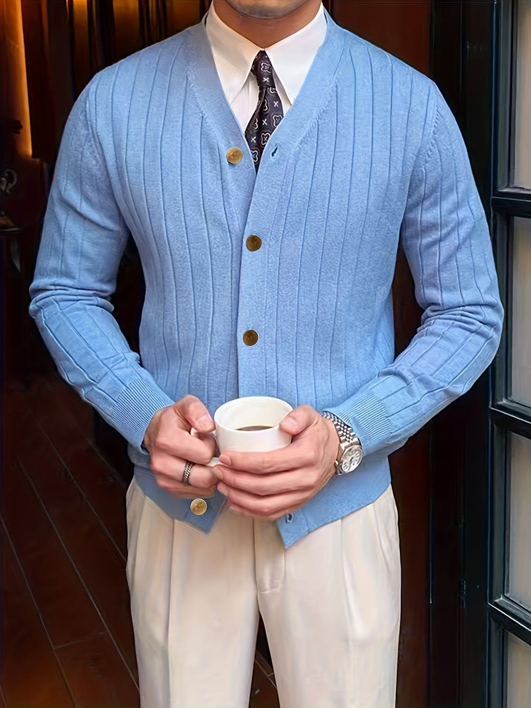 Men's Ribbed Button-Up Cardigan
