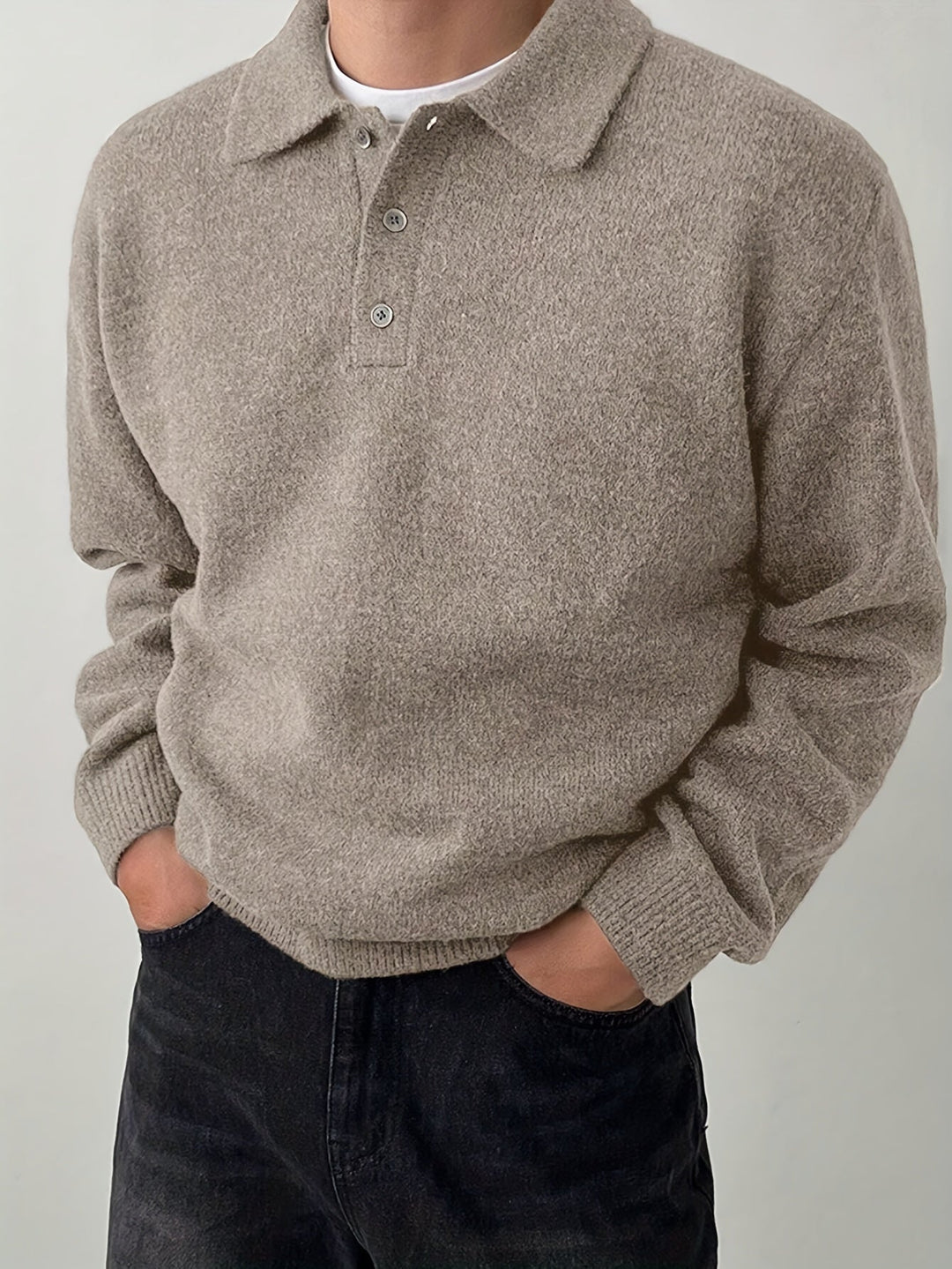 Polo Collar Sweater, Men's Refined Fit
