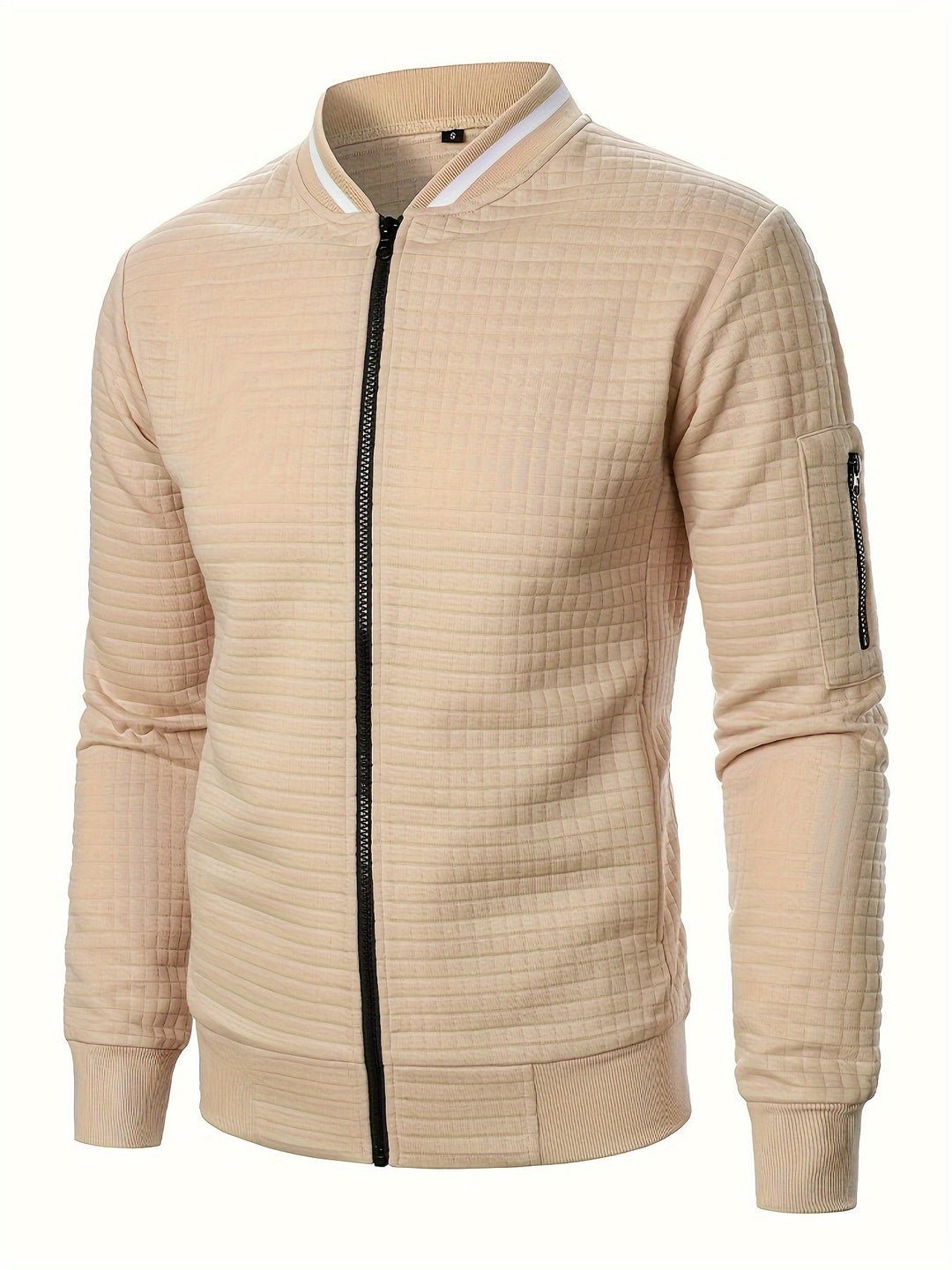 Textured Zip-Up Bomber Jacket for Men, Plus Size