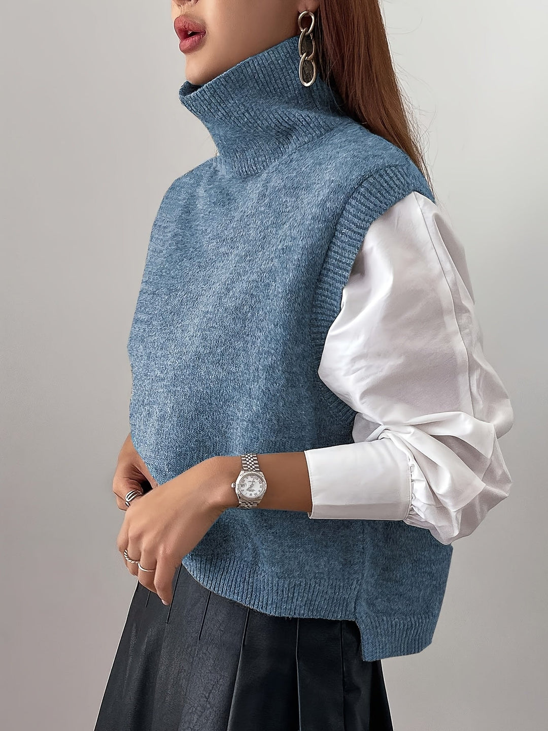 High-Neck Sweater Vest for Women