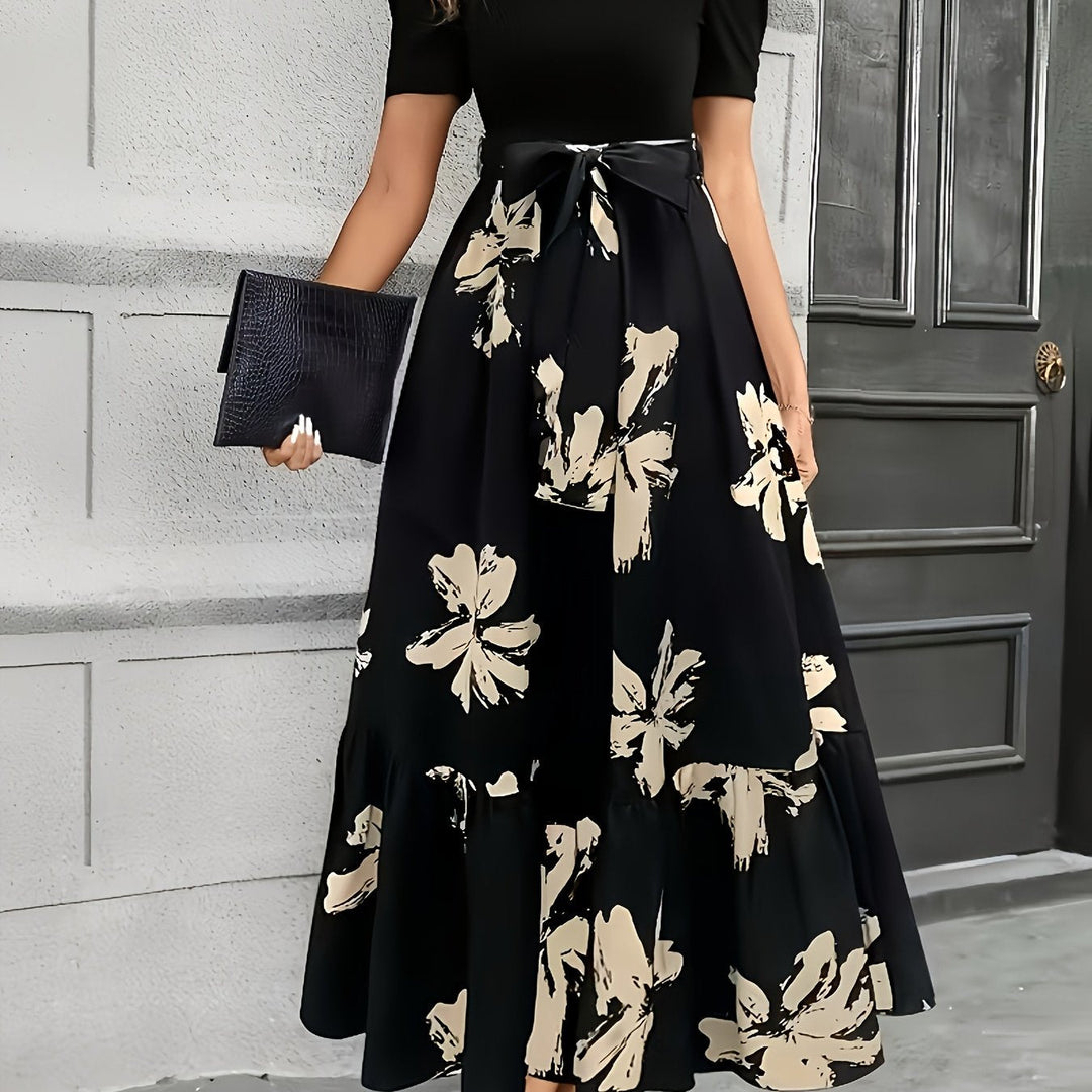 Black Flowing Puff-Sleeve Maxi Dress for Women