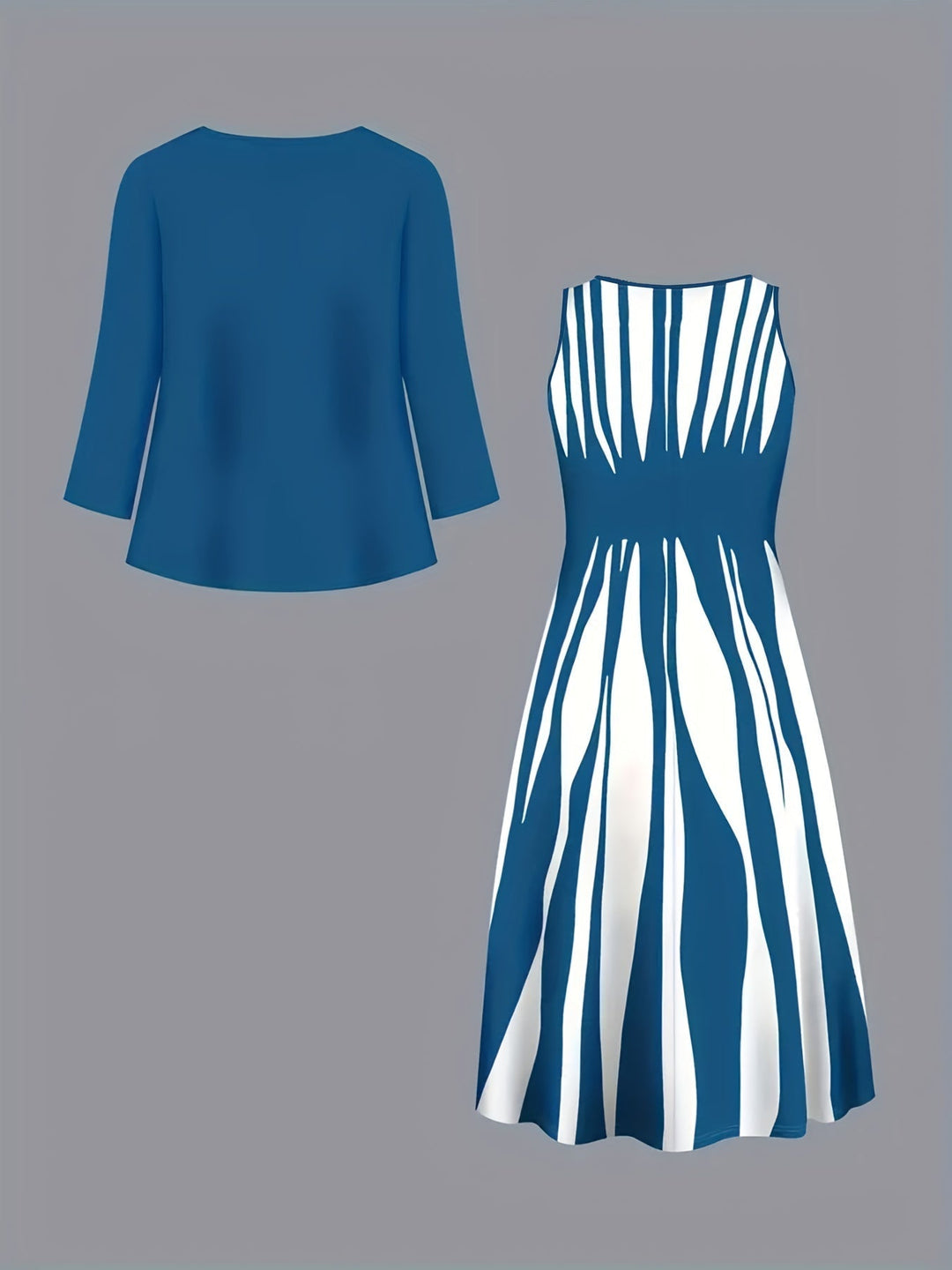 Two-Piece Elegant Dress Set for Women, Plus Size