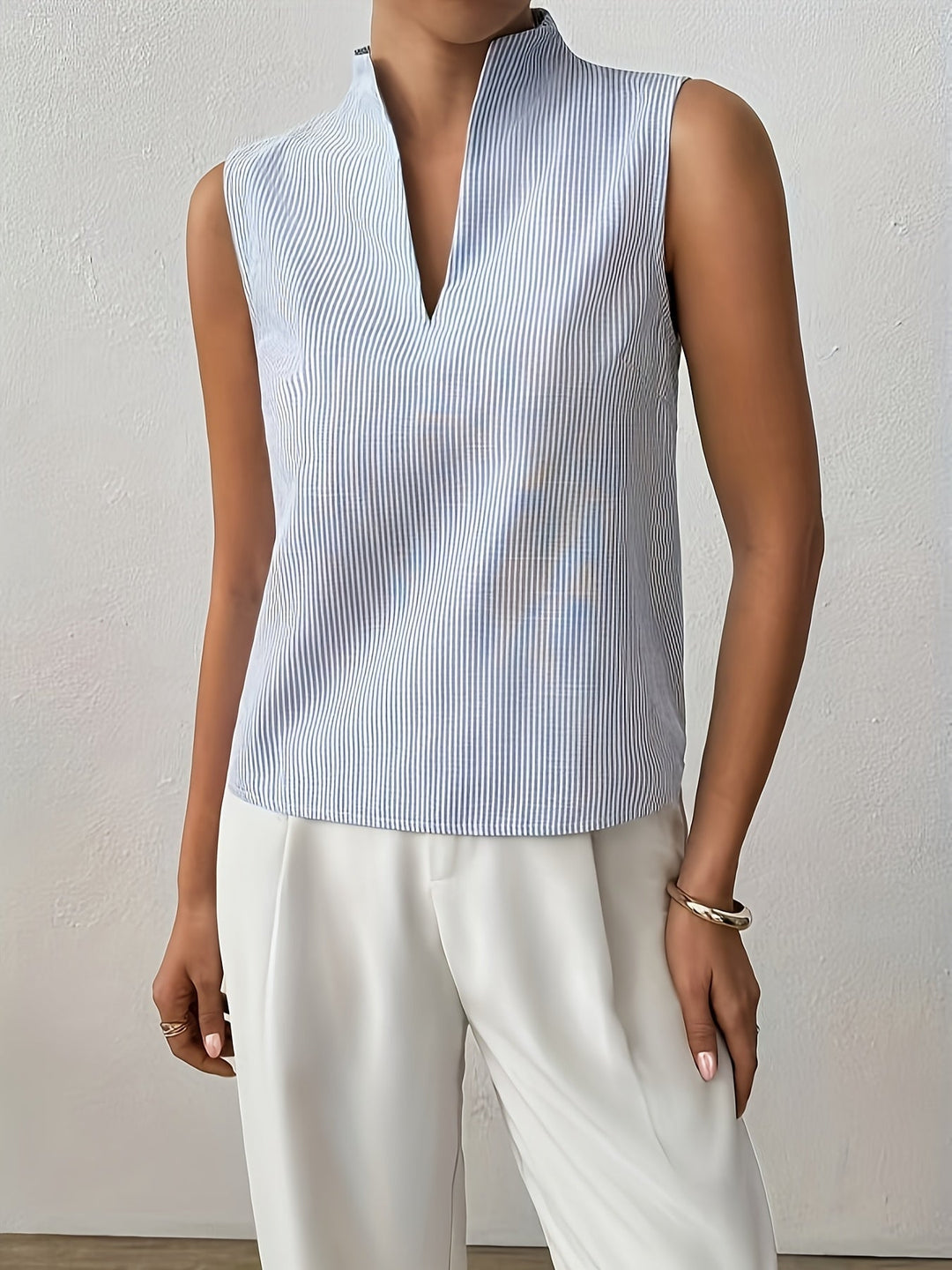 Sleeveless V-Neck Top for Women, Refined Style
