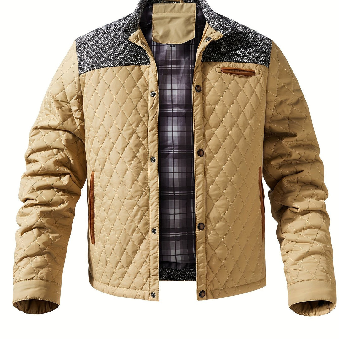 Quilted Stand-Collar Jacket for Men, Plus Size