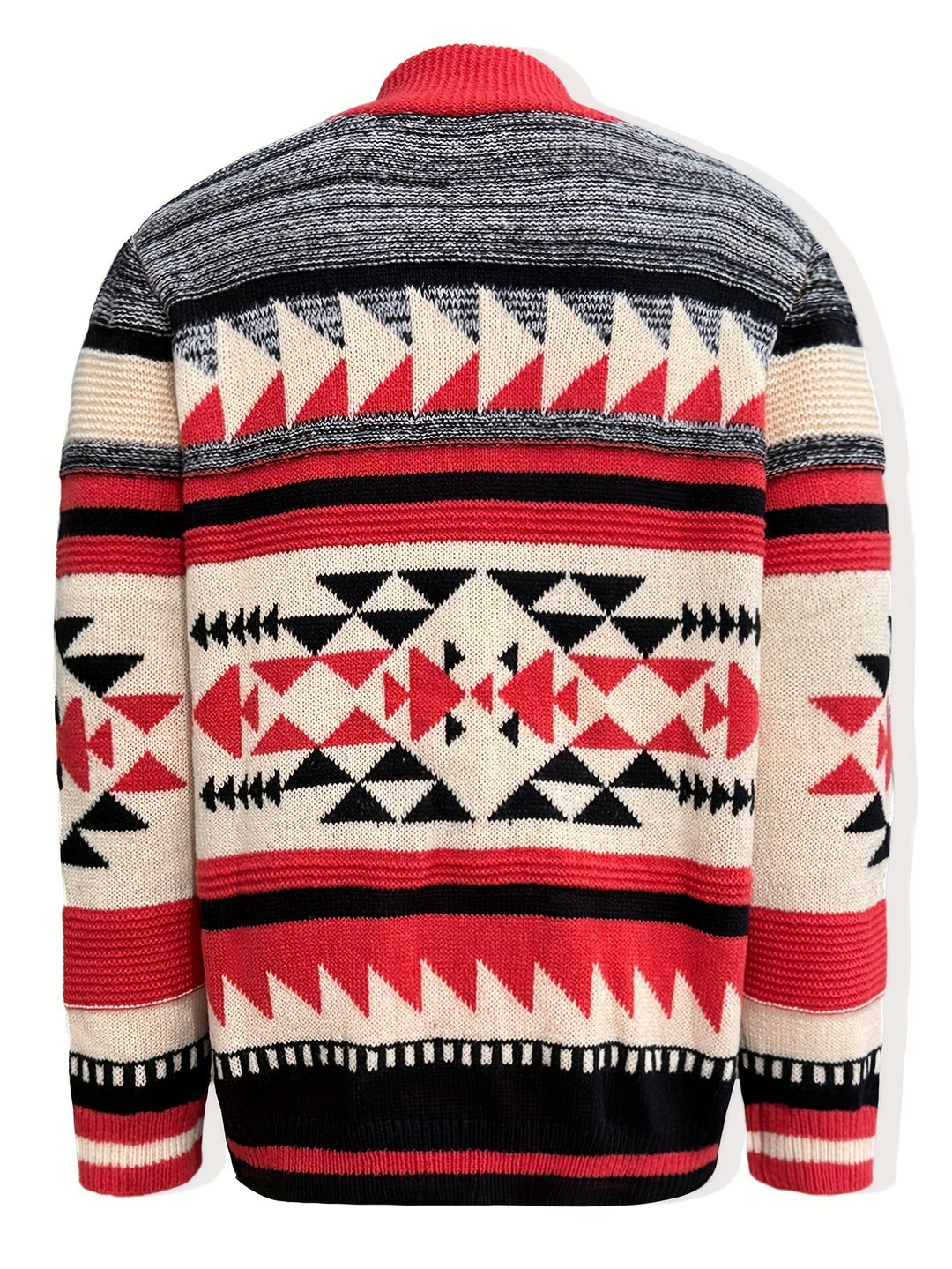 Patterned Zip-Up Cardigan for Men