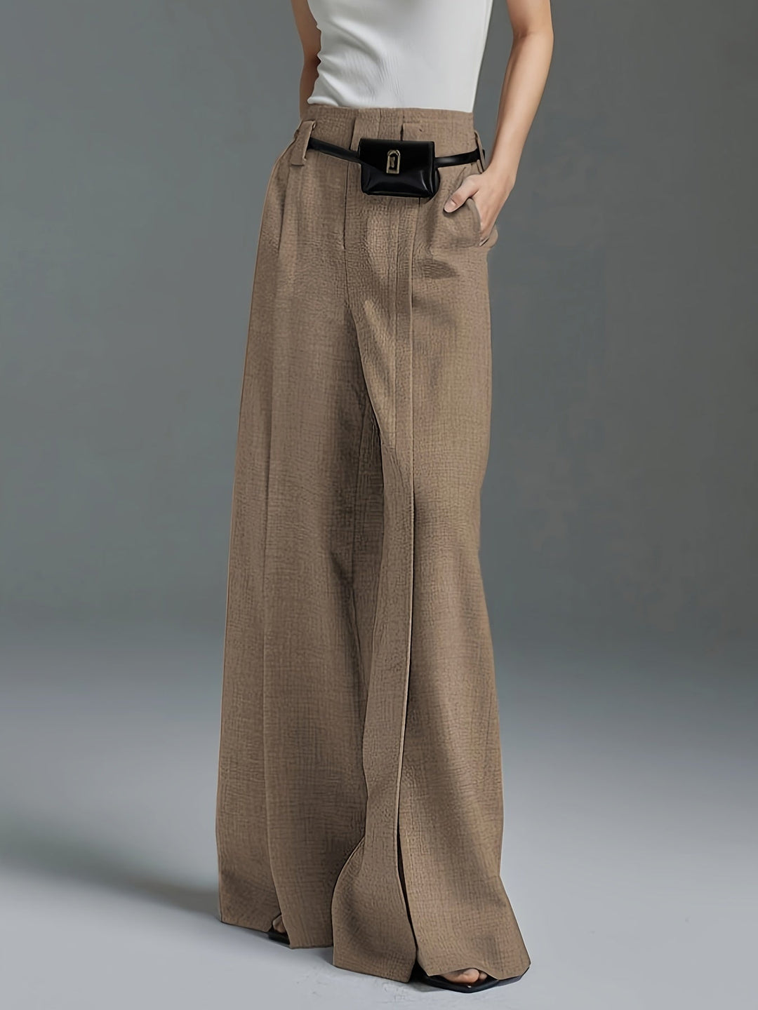 Wide-Leg Slit Trousers for Women
