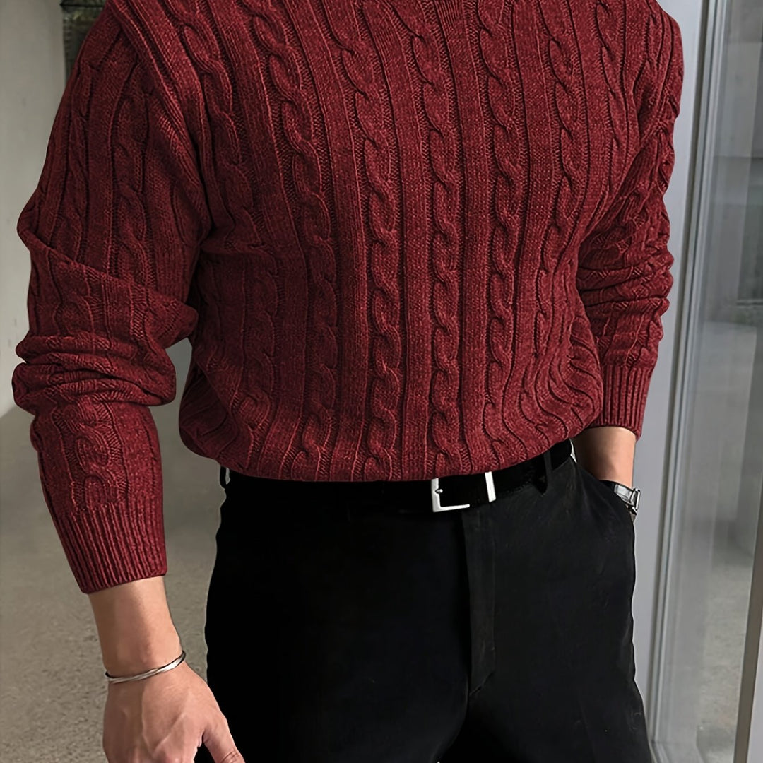 Men's Cable Knit Crew Neck Sweater