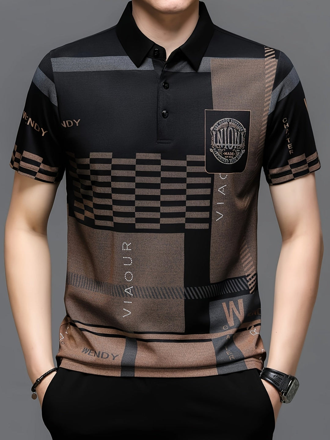 Colorblock Polo Shirt for Men, Refined Style
