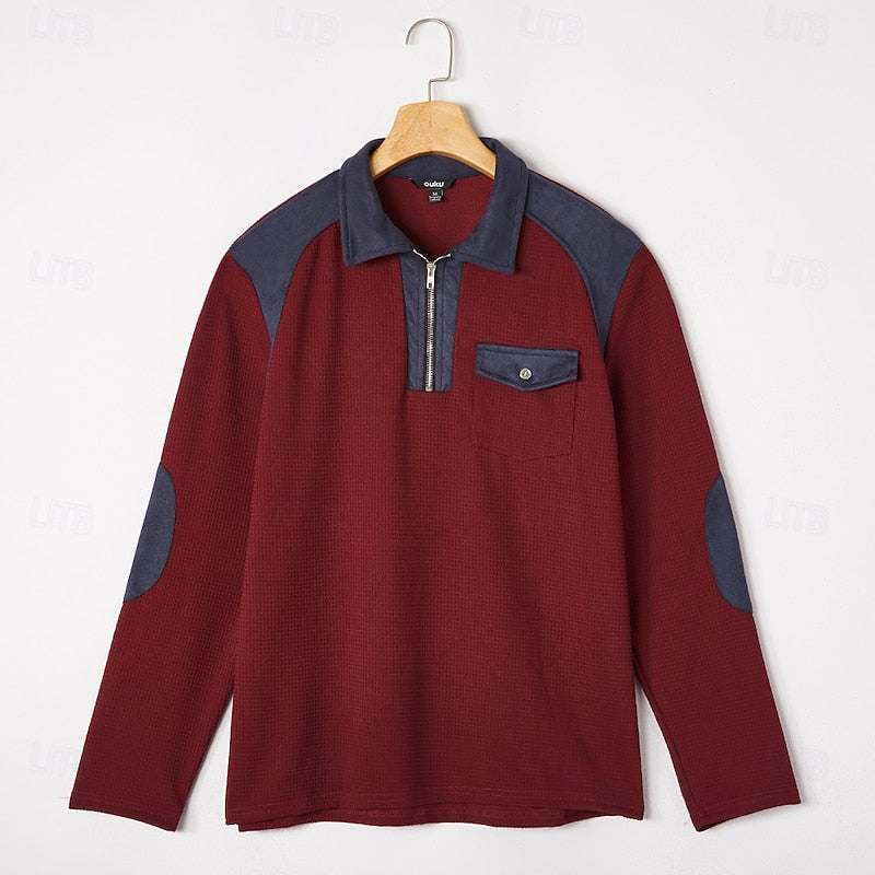 Quarter-Zip Textured Pullover for Men, Plus Size