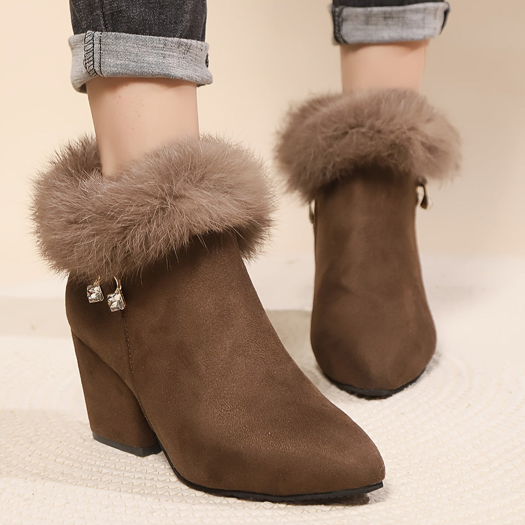 Warm Block-Heel Ankle Boots for Women