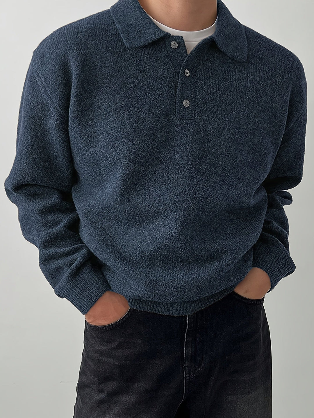 Polo Collar Sweater, Men's Refined Fit