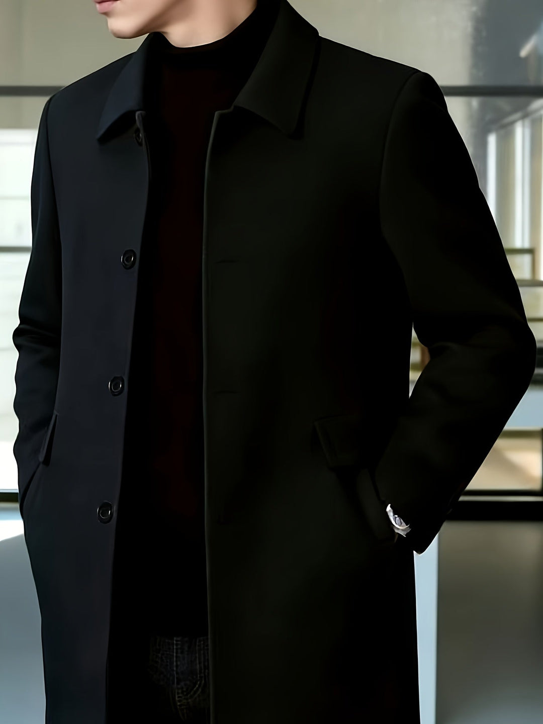 Single-Breasted Overcoat, Men's Refined Fit