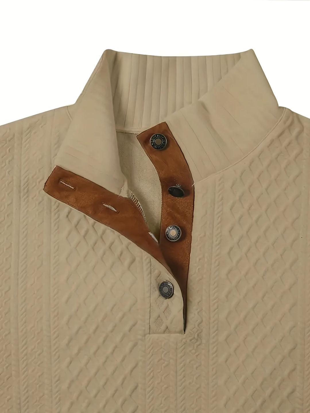 Stand Collar Button Henley Sweater for Men, Plus Size